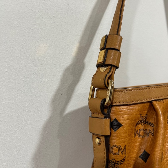 MCM Cognac Visetos Coated Canvas and Leather Shoulder Bag - Picture 5 of 16